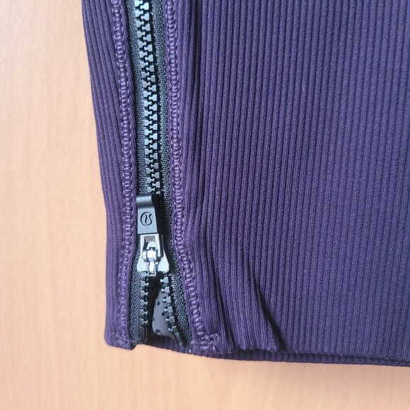 Lululemon Rebel Runner Crop Giant Herringbone Black Grape Purple Leggings Size 4 - Picture 7 of 13